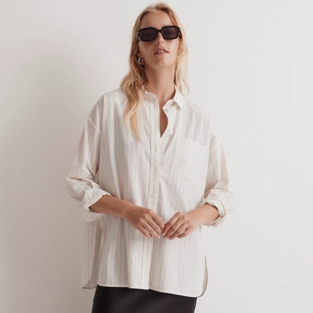 Madewell The Signature Poplin Oversized Shirt in Stripe